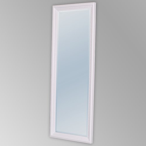 WANDSPIEGEL BAROCK 180x70cm SPIEGEL Pur-Weiß Argento HOLZRAHMEN UND FACETTE