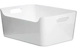 TATAY Caja Organizadora Rectangular 10L de Capacidad, de Polipropileno, Libre de BPA, Blanco. Medidas 34,5 x 25 x 14,5 cm