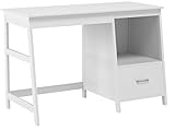 Hecha de material MDF SoBuy Mesa de Escritorio, Mesa de Ordenador con 1 cajón y 1 Cuadrada,Color Blanco,FWT38-W,ES (Mesa)
