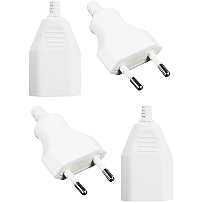 com-four® Ensemble de 4 pièces de Prise de Courant Euro et de raccord Plat Euro, montable avec Bouchon à vis, incassable (04 pièces - Blanc)