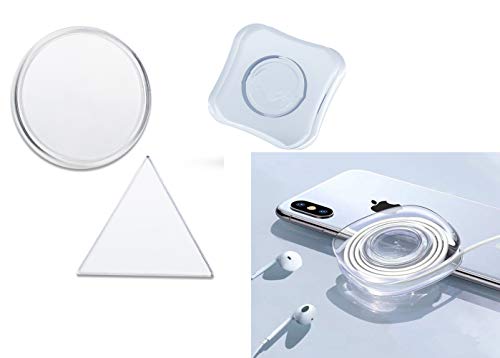 JRong StickFix Cuscinetti Adesivi per cruscotto - Antiscivolo in Gel Trasparente - Supporto per Telefono - Confezione da 3 Cuscinetti in Gel Multiuso (Trasparente)