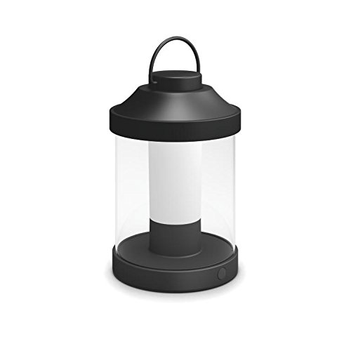 Philips myGarden LED Laterne Abelia, warmweißes Licht, dimmbar, inkl. USB Anschluss, schwarz, für Balkon und Terrasse