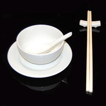 Chinese Plain White 5 piece Dinner Set x 2