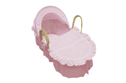 Cuddles Collection Embroidery Anglaise Palm Moses Basket (Pink)