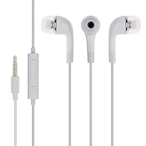 Rivano YR Wired Original Headphones Earphone with Mic, Super bass Ear phones for Android and iOS Devices, headsets for Laptop, handsfree for Girls for Music (White, Pack of 1)