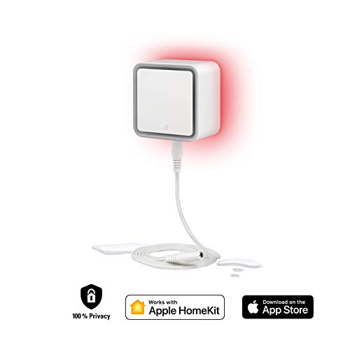 Eve Water Guard - Smarter Wassermelder, 2m Sensorkabel (verlängerbar), 100dB, Wasseralarm auf iPhone, iPad, Apple Watch (Apple HomeKit)