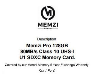 Memzi Pro 128 Go 80 Mo s Classe 10 carte m moire SDXC pour Nikon SLR DSLR appareils photo num riques Memzi Pro 128 Go 80 Mo s Classe 10 carte m moire SDXC pour Nikon SLR DSLR appareils photo num riques