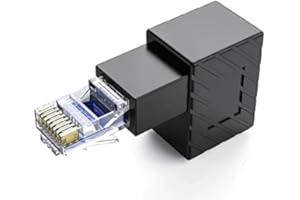innov8 90 Degree RJ45 Male to Female Extension Cat5 Cat6 Lan Network Connector Ethernet Adapter for Computers, Laptops, Routers (Down Angle)