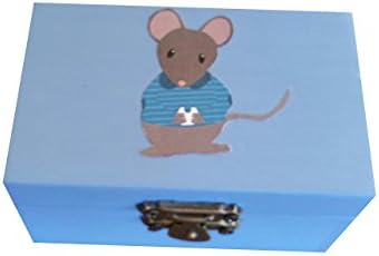 Tooth box, Tooth Fairy box to store teeth, blue color with drawing glued on the lid. Contains mini certificate for Mr. Perez