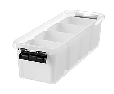 SmartStore 3458010 Boîte à clips longue avec 4 Compartiments Plastique Transparent 40 x 15 x 12 cm