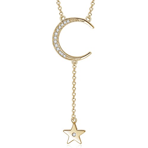 Yan & Lei Sterling Silver Crescent New Moon and Star Y-Shaped Necklace