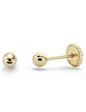 18k Gold Ohrringe 3mm glatten Kugel. Baby [AA7262]