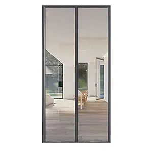 Shuban Magnetic Screen Door Durable Fiberglass Mesh Curtain and Full Frame Hook & Loop All Bugs are Kept Out- Fits Doors up to (110X210 cm-Grey)