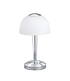 LED Tischleuchte in Chrom mit einem Glas in der Farbe weiß satiniert