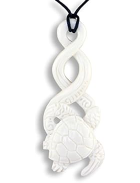 ISLAND PIERCINGS Halskette Anhänger Maori Twist Schildkröte aus Knochen PB380
