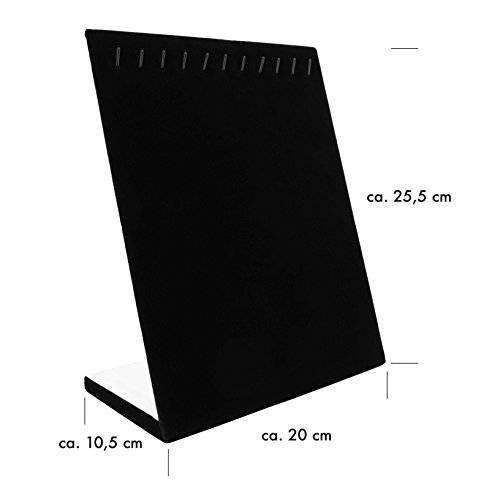 VENKON – Kettenständer für 11 Halsketten Organizer für Schmuck Aufbewahrung & Präsentation – Samt Schwarz – 25 x 20 x 10 cm - 3