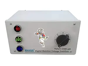 Rahul C-2000 ad2 Kva/8 Amp 90-260 Volt,Manual 8 Booster,Use a Maximum of 8 Amp Load,Load Tester Meter with Input Output Meter+ Over Load MCB, Mainline Autocut Digital Voltage Stabilizer-White