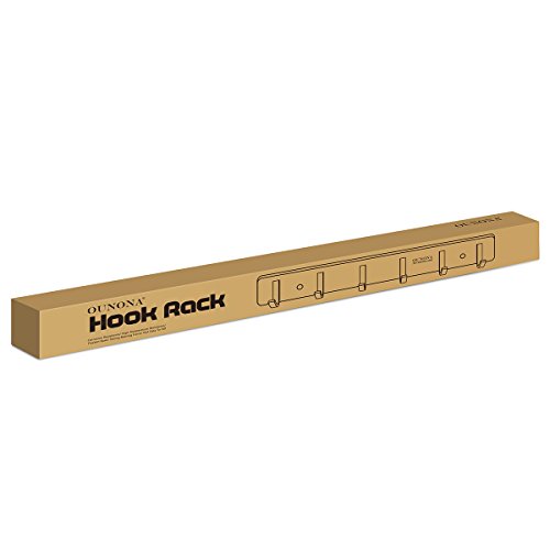 OUNONA Garderobenleiste Hakenleiste Edelstahl Garderobenhaken Mit 6 Haken für Kleidung und Schlüssel, Edelstahl, 17,32 Zoll - 7
