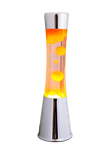 Fisura LT0323 Lampara de Lava Cromada 40cm liquido Transparente Magma Naranja. Metal y Cristal