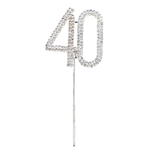 Kuchen Dekor - TOOGOO(R)Kristall Strass Bling Silber Zahl 40 Geburtstag 40th Jahrestag Kuchen Schild
