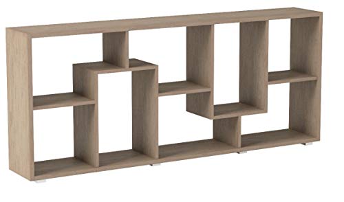 Home Innovation - Étagère Murale Rangement pour Livres, bibliothèque Salon - Séjour, Contemporaine, séparation-Division, Montage Horizontal et Vertical. Chêne Clair brossé, Dimensions: 68,5x161x25cm.