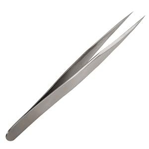 Veroda Tweezers Jewelers Stainless Straight Extra Fine Point Tool With Protective Plastic Sleeve