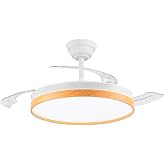 Bilake Beach LED Ceiling Fan 48W | Retractable Blades | DC Motor 7 Speeds | Night Mode 28dB | CCT Light Dimmable 3000-4000-60