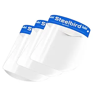 Steelbird Static Pack of 3 600 Microne PET Face Shield, Full Face Protection For All Front Line Warriors (Pack of 3)