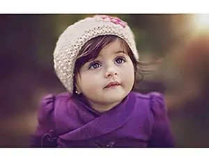 First Art Purple Girl Cute Smiling Baby Poster for Pregnant Women | HD Baby Wall Poster for Room Decor Multicolor Size: 12x18 inch