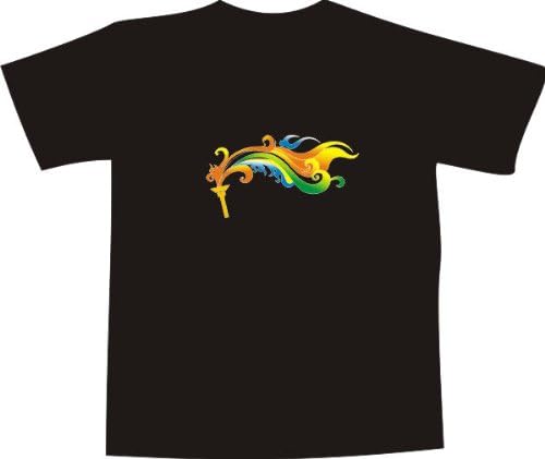 T-Shirt E486 with multicolored frontprint colored shirt XXL - torch victory