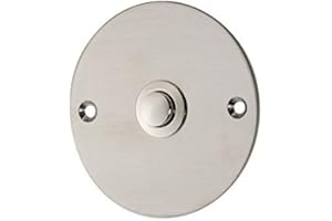 HUBER Podtynkowy przycisk dzwonka, 1-krotny, ze stali nierdzewnej, okrągły, przycisk dzwonka do drzwi, podtynkowy, przycisk z mosiądzu, przełącznik dzwonka, dzwonek