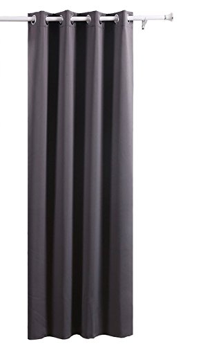Deconovo Blickdicht Gardinen mit Ösen für Schlafzimmer Thermogardinen Vorhang Blickdicht 245×140 cm Dunkelgrau