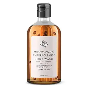 Bella Vita Organic Chakra Cleansing Body Wash Shower Gel Aura Boosting Positivity with Himalayan Rock Salt, Real Coffee Beans & Essential Oils, 225 ml