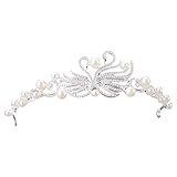 Tipo de perla: perla simulada XZANTE Plata Aleacion Tiaras Y Coronas Joyas para El Cabello para Mujeres Tiara Cisne De Novia Tocados Corona De Perlas De Noche Diadema Accesorios para El Cabello