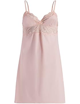 oodji Collection Donna Babydoll in Microfibra con Pizzo