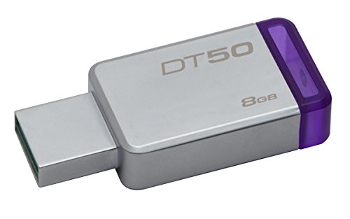 Kingston DataTraveler DT50/8GB - Memoria USB 3.0 de 8 GB, Tipo Llave, Color Plata y púrpura