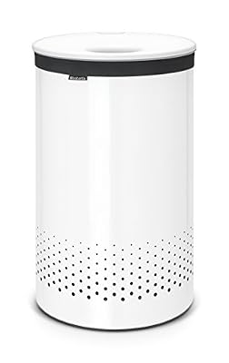 Brabantia Panier à linge avec couvercle en plastique Blanc 60 l