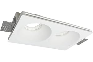 VET ITALY Vetrineinrete® Portafaretto da incasso in gesso a scomparsa doppio diffusore rettangolare supporto per faretti gu10 e mr16 21,5x12 cm