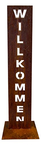 Rostschild Rostständer 70cm Willkommen (1) Rostsäule, Edelrost, Deko