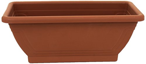 Preisvergleich Produktbild Terra Blumenkasten+Untersetzer aus Kunststoff, terrakotta, 40 cm