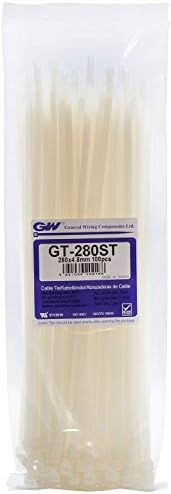 GW Wiring Products, Cable Tie 280 x 4,8 mm, Natural, 100 pcs, GT-280STC, Set of 100 Pieces