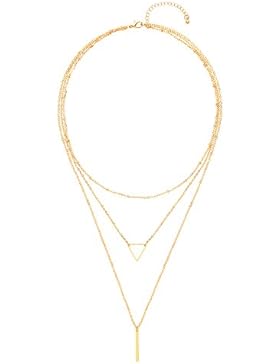 Front Row Damen-Kette goldfarben Dreieck und Balken - Länge 46-48cm