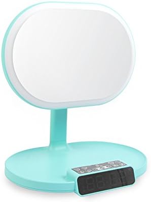 Illuminated Makeup Mirror Bluetooth Music Lamp Alarm Display Storage Minimalist Gift,Green