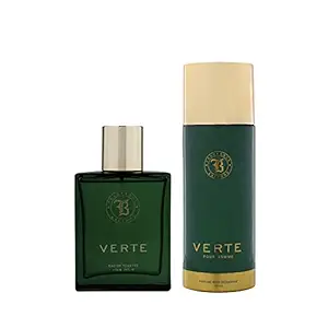Fragrance & Beyond Verte 2 Pcs Gift Set for Men, 100 Ml Eau De Toilette, 150 Ml Body Deodorant, Long Lasting Fragrance, Made in India