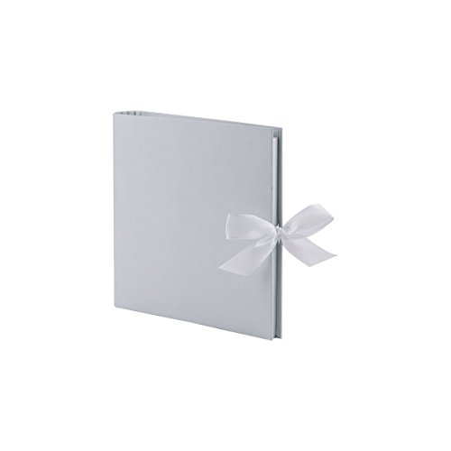 Rössler Papier Fotoringbuch (50 weiße Seiten, 25 Blatt, 23 x 21 cm) grau mit Schleife