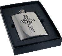 Personalised Stainless Steel 6oz Hip Flask with Celtic Cross in Gift Box FL16 - Add Name/Initials