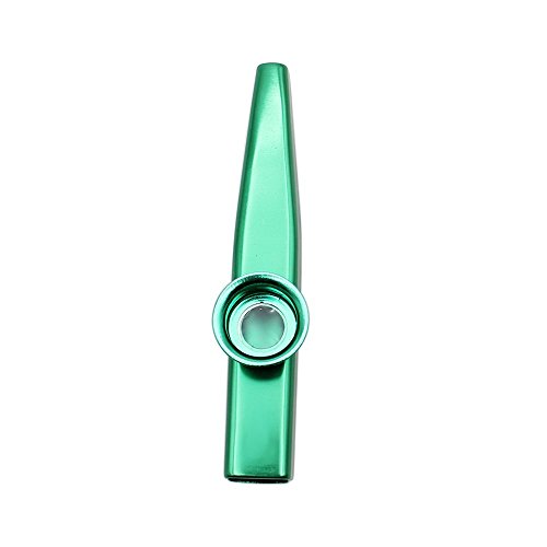 TOOGOO(R) Kazoo Aleacion de Aluminio de Metal con 5pcs Regalos de Flauta Diafragma para Ninos Amantes de la Musica-green