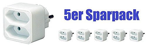 5er Sparpack Brennenstuhl Adapterstecker Euro 2-fach weiß, 1508030