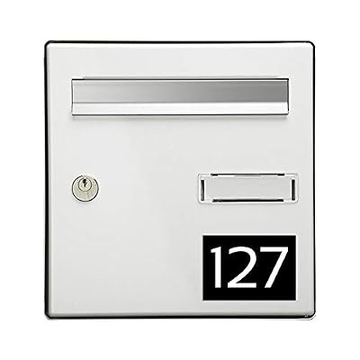 DECOHO Numéro pour boite aux lettres personnalisable rectangle grand format (100x70mm) noir chiffres blancs