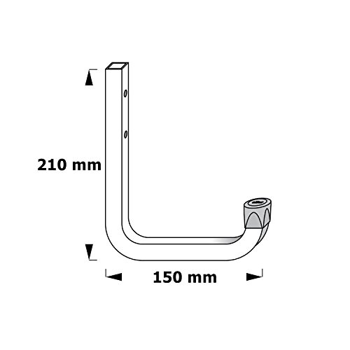 2 Stück GedoTec® Wandhaken mit Gummierung rot Gerätehalter Allzweckhaken aus Stahl | 150 x 210 mm | Stahl verzinkt | Tragkraft 50 kg | Universalhaken – Gerätehaken oder Garagenhaken uvm. | verstärkte Ausführung mit Quadratrohr | Markenqualität für Ihren Wohnbereich - 3